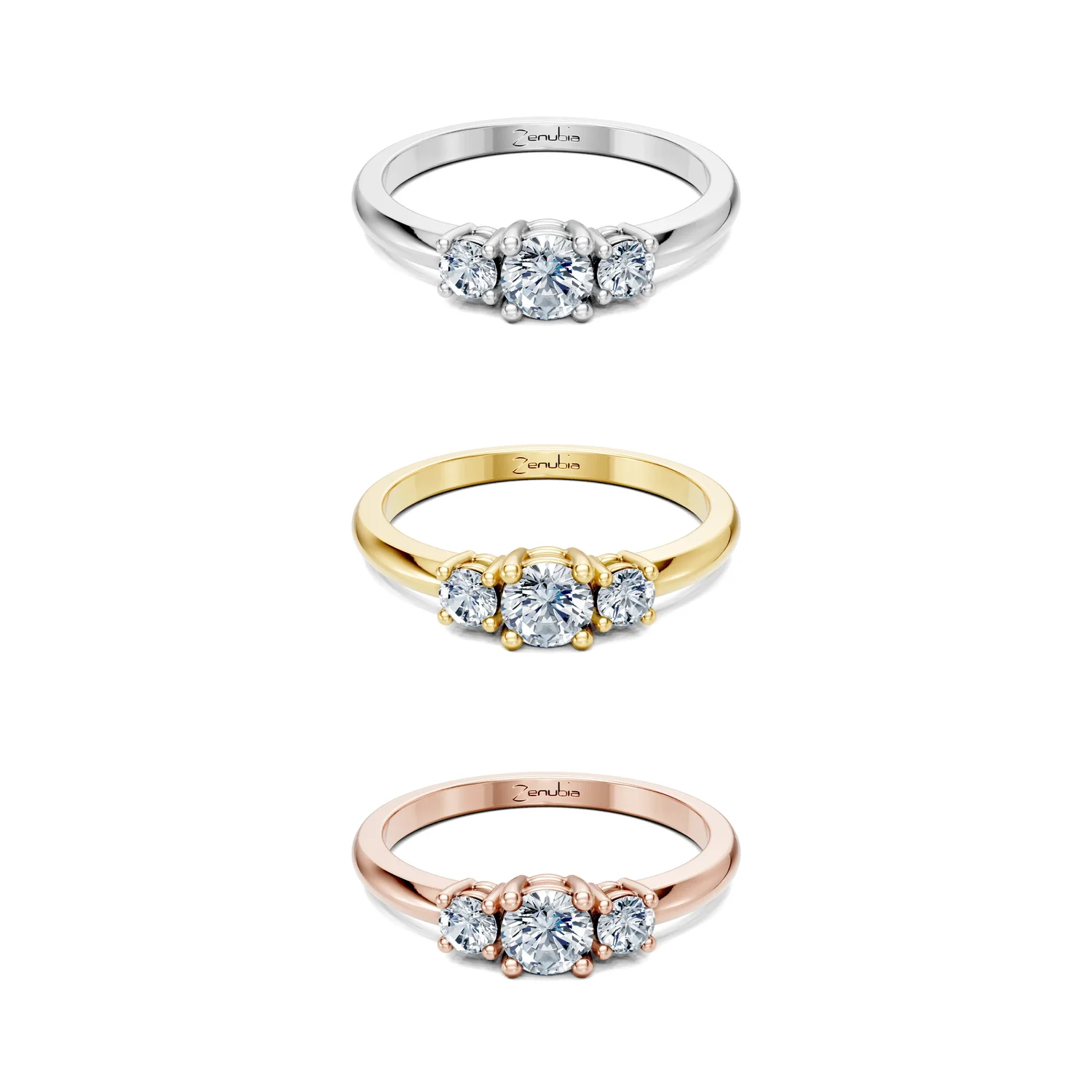 Alexa_3erKombi_Alexa-Verlobungsring_Zenubia_Weissgold_Gelbgold_Rosegold_Platin
