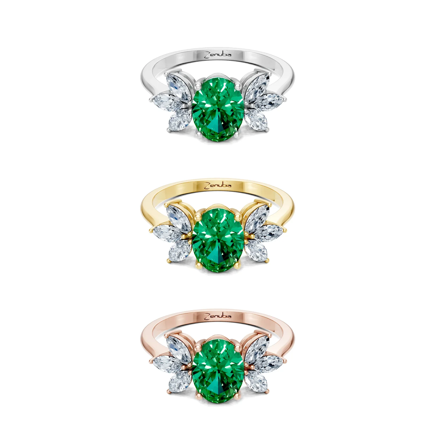 Elena_3erKombi_Elena-Verlobungsring_Zenubia_Weissgold_Gelbgold_Rosegold_Platin