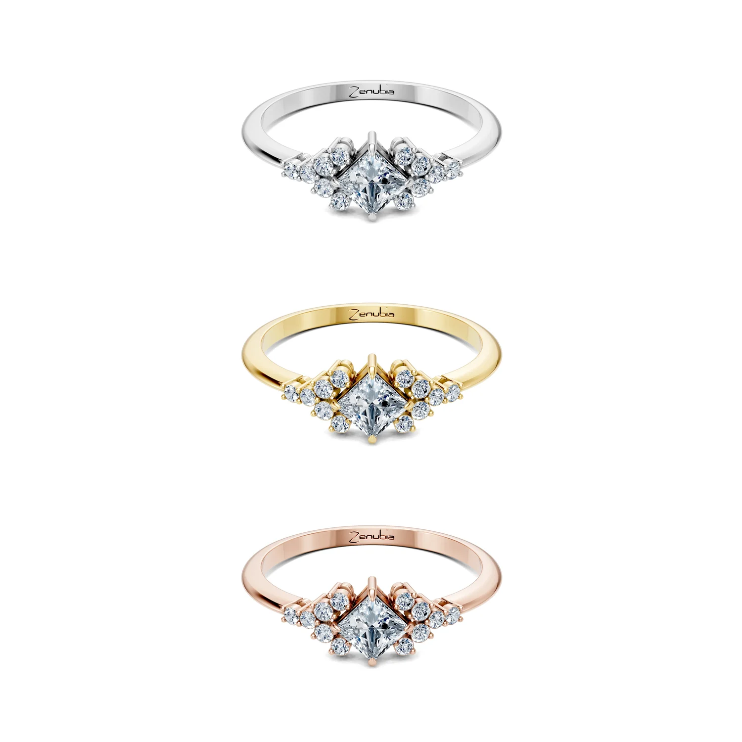Emily_3erKombi_Emily-Verlobungsring_Zenubia_Weissgold_Gelbgold_Rosegold_Platin
