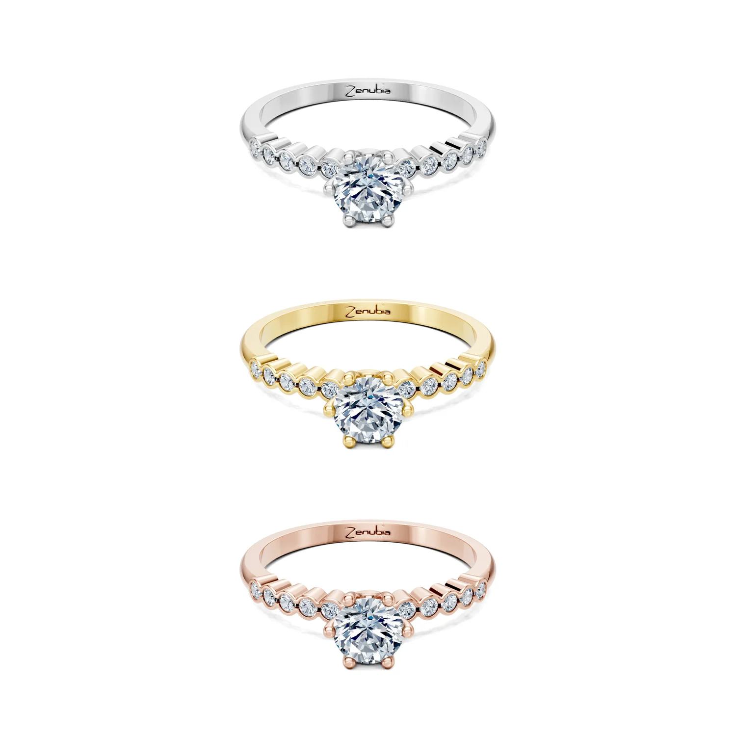 Fabia_3erKombi_Fabia-Verlobungsring_Zenubia_Weissgold_Gelbgold_Rosegold_Platin