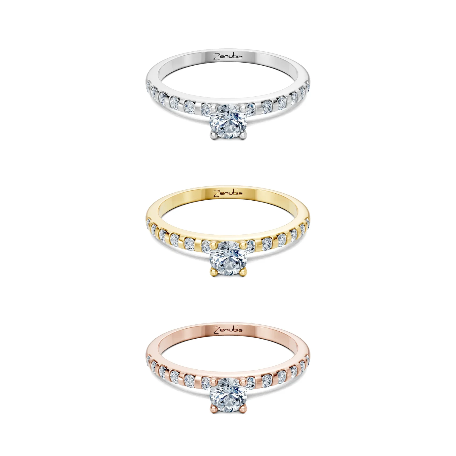 Fanny_3erKombi_Fanny-Verlobungsring_Zenubia_Weissgold_Gelbgold_Rosegold_Platin