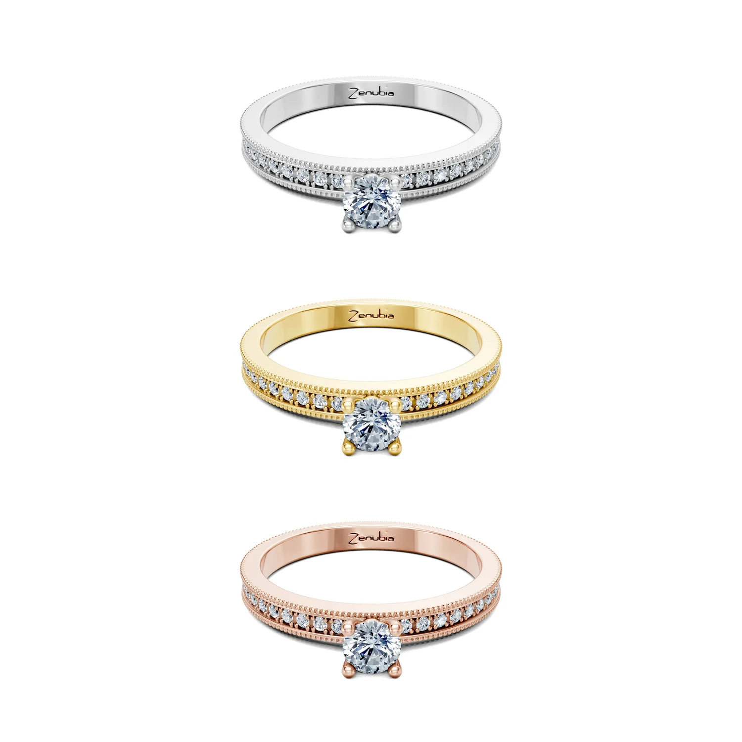 Farina_3erKombi_Farina-Verlobungsring_Zenubia_Weissgold_Gelbgold_Rosegold_Platin