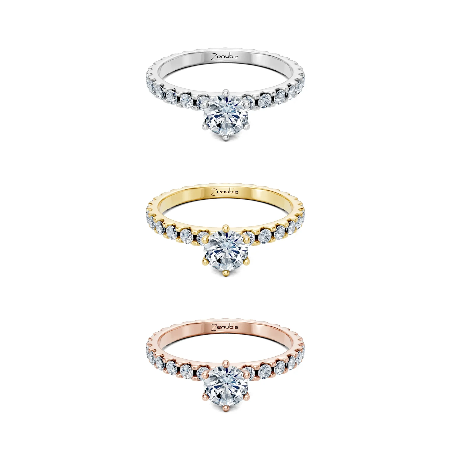 Felina_3erKombi_Felina-Verlobungsring_Zenubia_Weissgold_Gelbgold_Rosegold_Platin