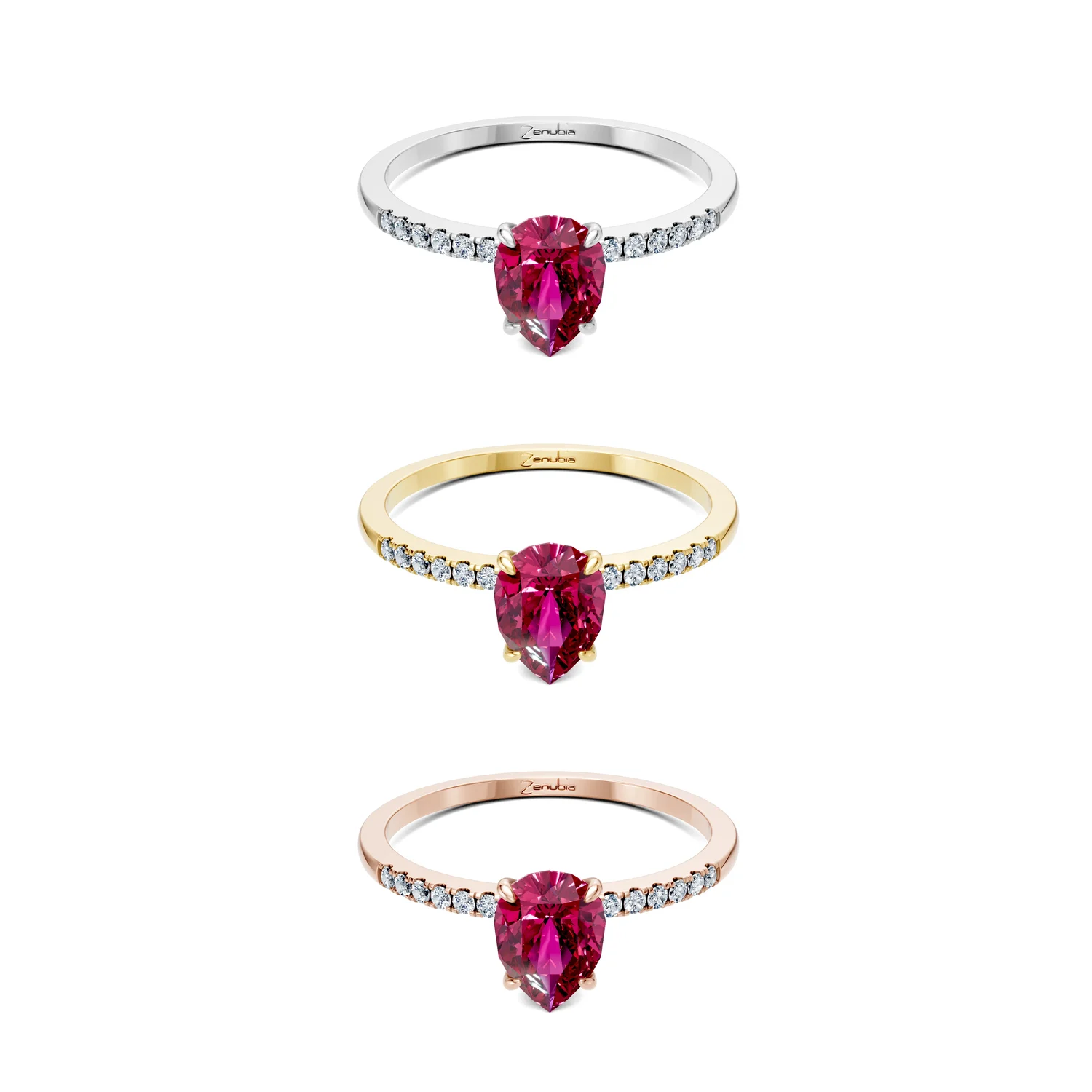 Franca_3erKombi_Franca-Verlobungsring_Zenubia_Weissgold_Gelbgold_Rosegold_Platin
