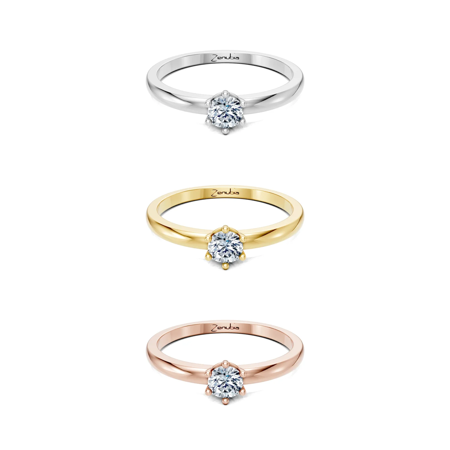 Laisha_3erKombi_Laisha-Verlobungsring_Zenubia_Weissgold_Gelbgold_Rosegold_Platin