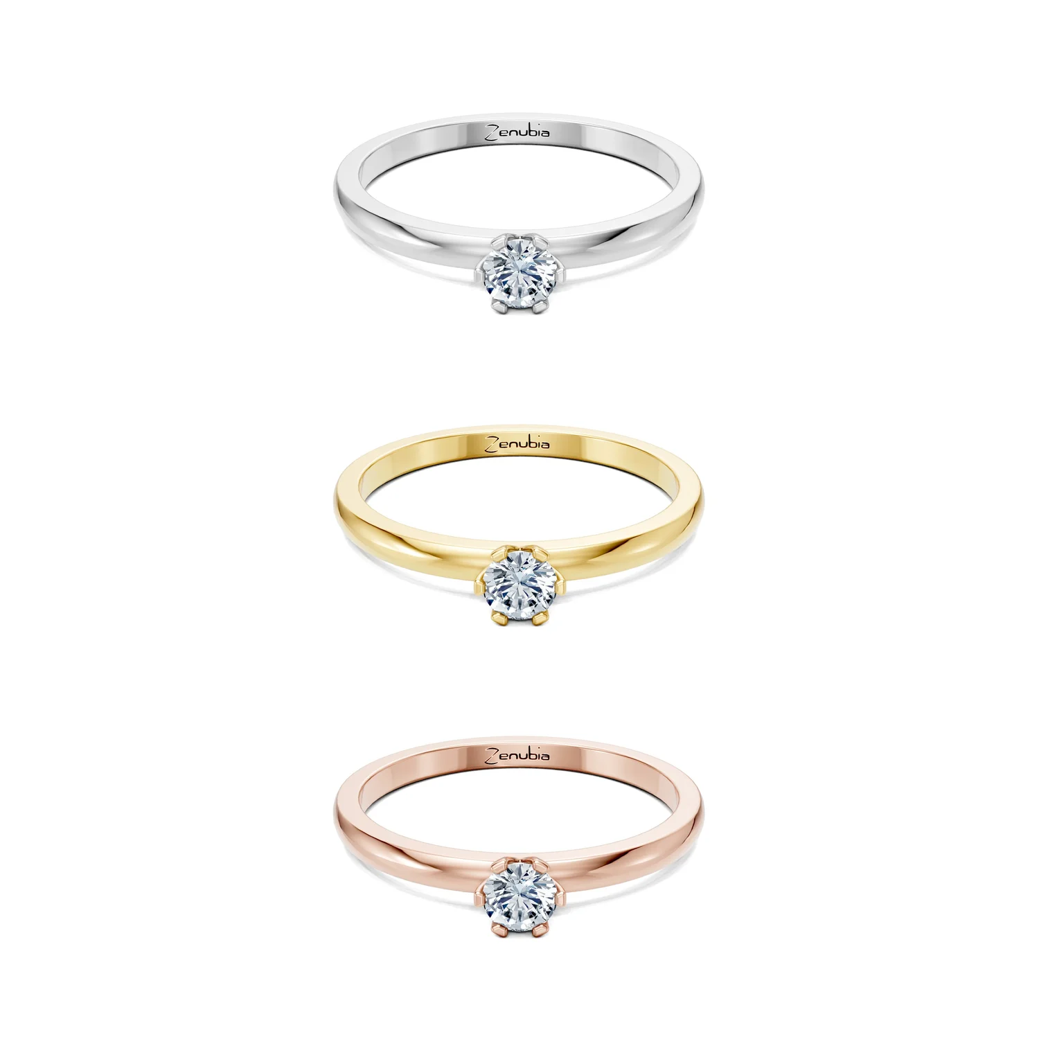 Leonie_3erKombi_Leonie-Verlobungsring_Zenubia_Weissgold_Gelbgold_Rosegold_Platin