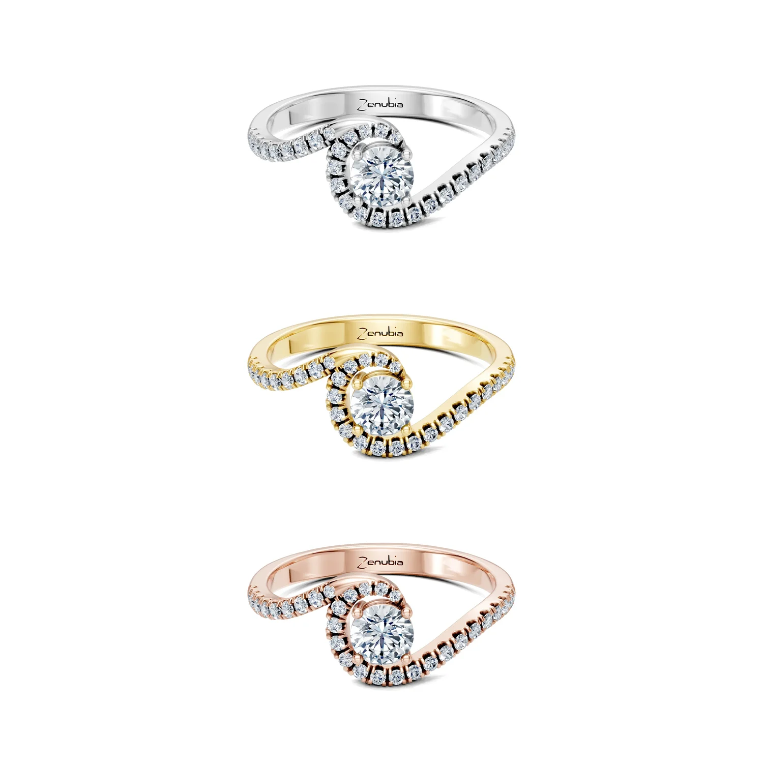 Loreana_3erKombi_Loreana-Verlobungsring_Zenubia_Weissgold_Gelbgold_Rosegold_Platin