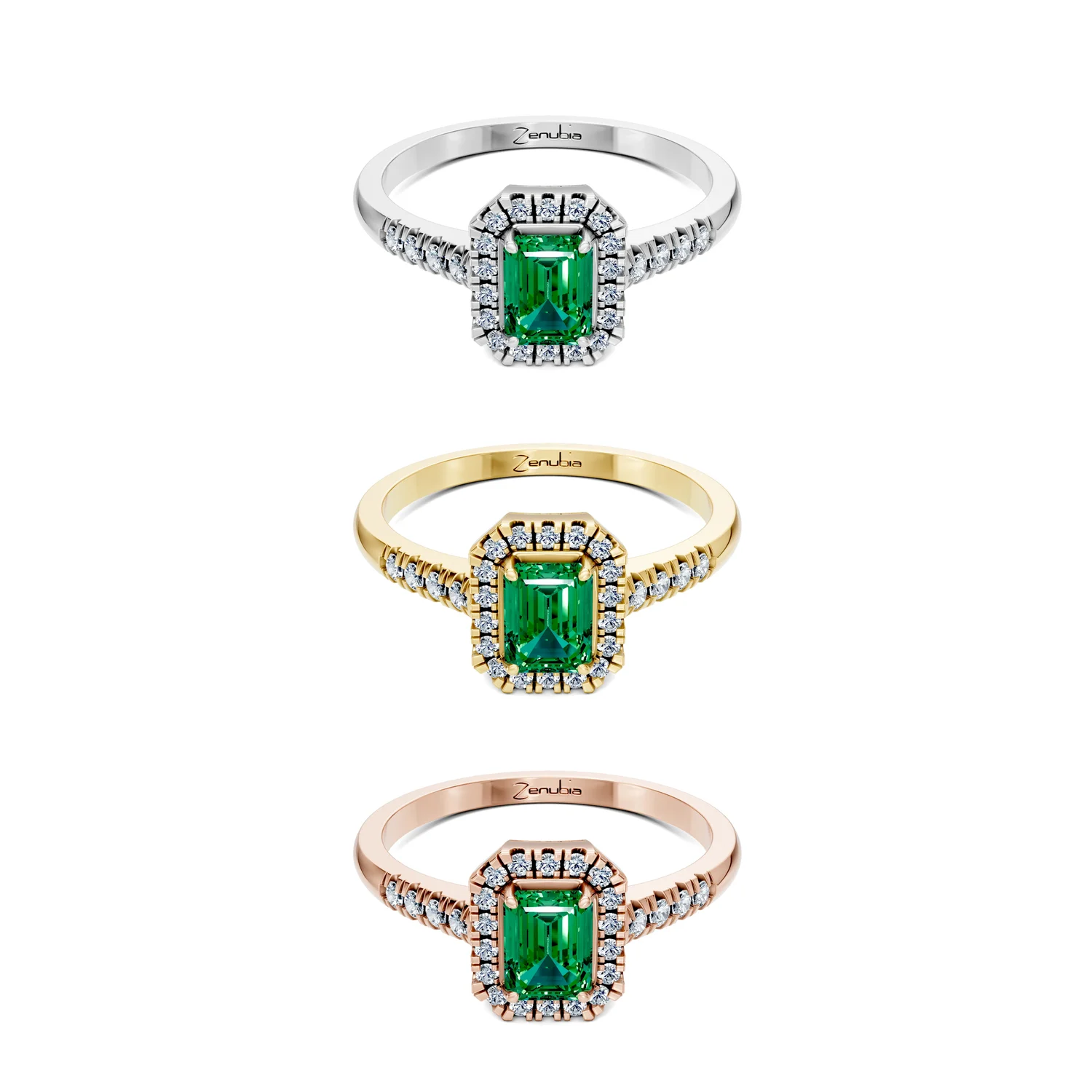 Malaika_3erKombi_Malaika-Verlobungsring_Zenubia_Weissgold_Gelbgold_Rosegold_Platin
