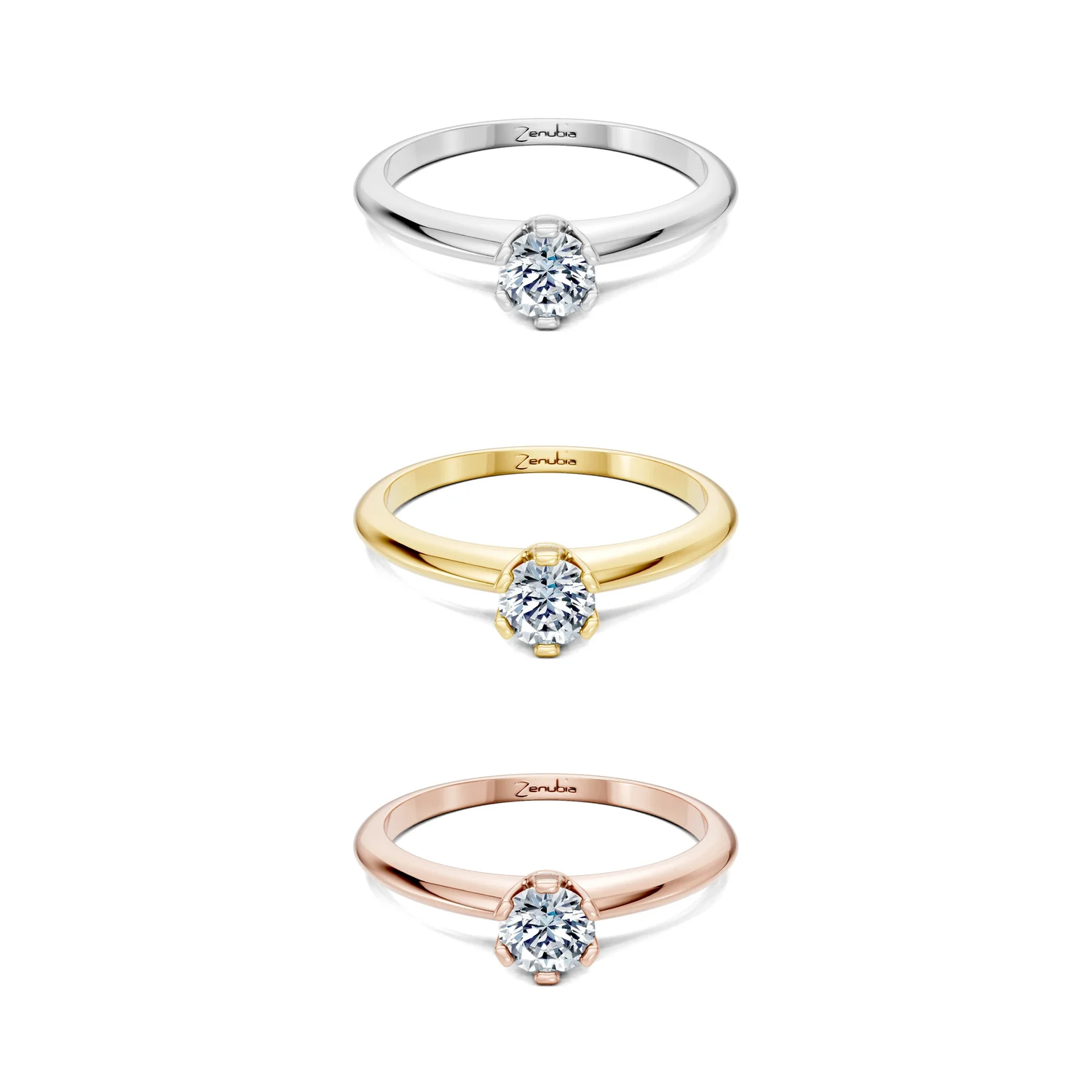 Mica_3erKombi_Mica-Verlobungsring_Zenubia_Weissgold_Gelbgold_Rosegold_Platin