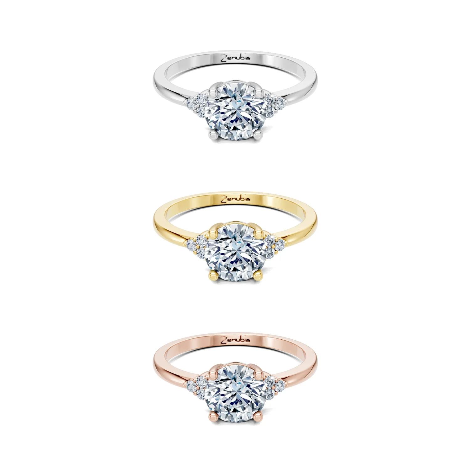 Pauletta_3erKombi_Pauletta-Verlobungsring_Zenubia_Weissgold_Gelbgold_Rosegold_Platin