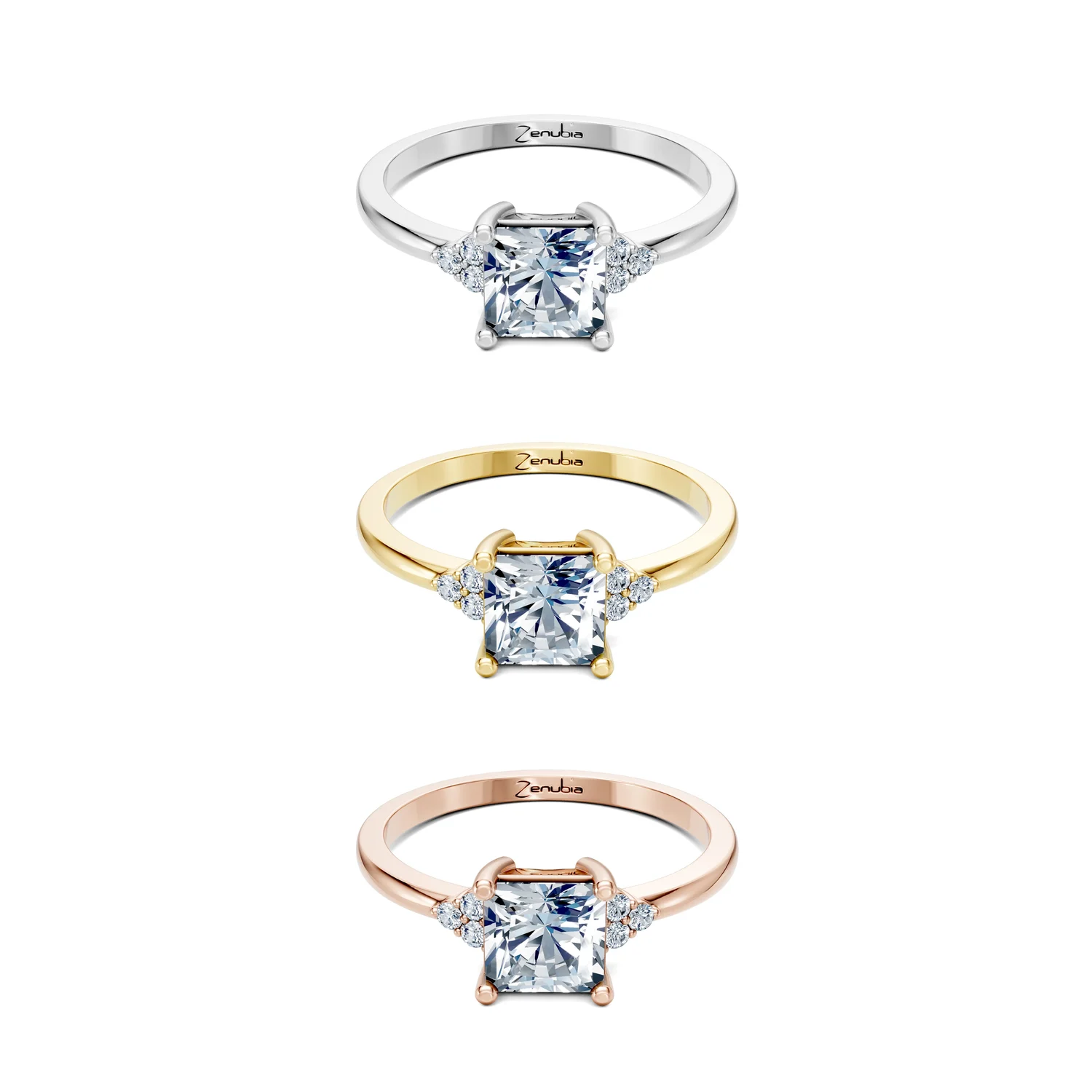 Penelope_3erKombi_Penelope-Verlobungsring_Zenubia_Weissgold_Gelbgold_Rosegold_Platin