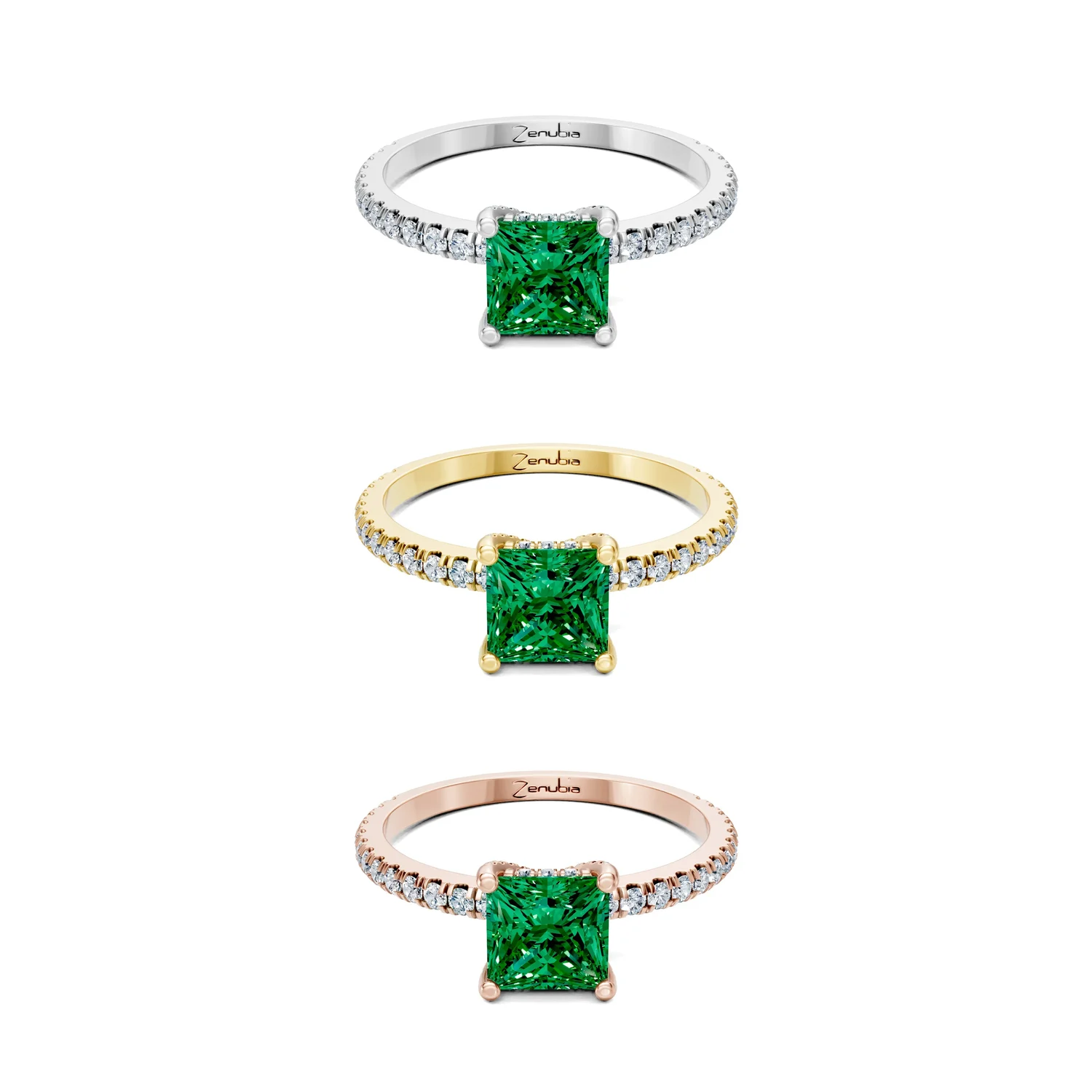 Romy_3erKombi_Romy-Verlobungsring_Zenubia_Weissgold_Gelbgold_Rosegold_Platin