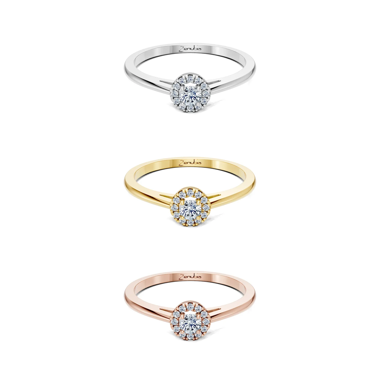 Selina_3erKombi_Selina-Verlobungsring_Zenubia_Weissgold_Gelbgold_Rosegold_Platin