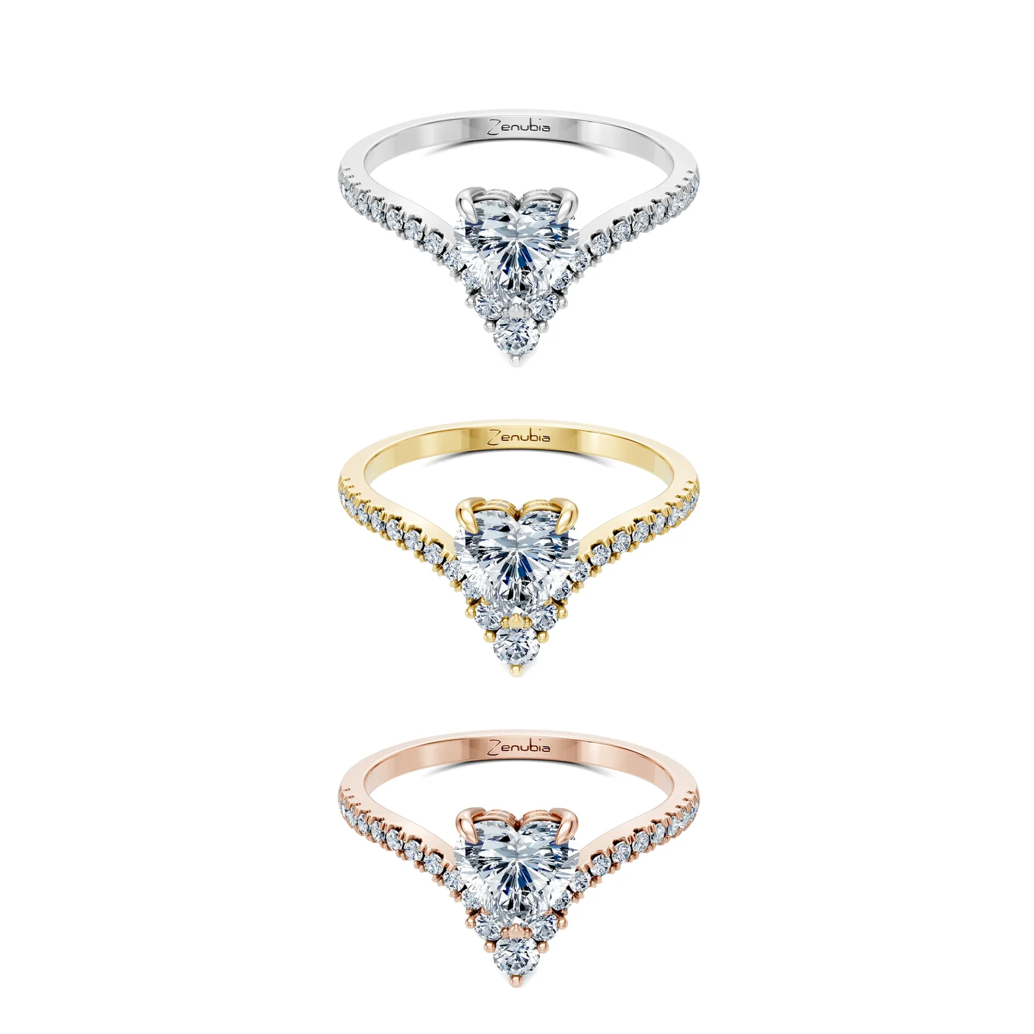 Zeena_3erKombi_Zeena-Verlobungsring_Zenubia_Weissgold_Gelbgold_Rosegold_Platin