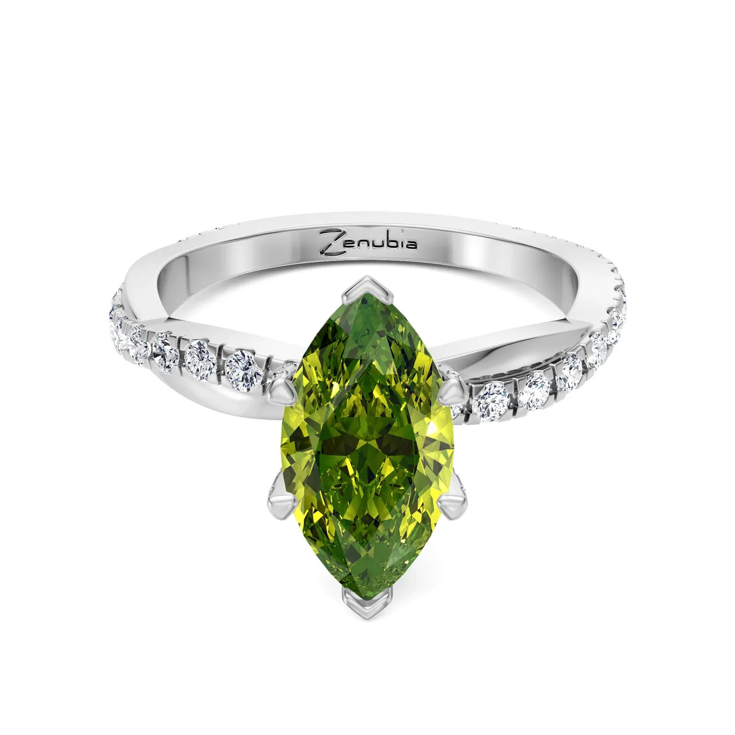 Zenubia_Schmuck_Winterthur_Verlobungsring_Tessa_Marquise_Green_front_0013